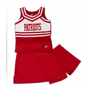 Patriot Cheerleading Uniform Red White, Top Youth L,  Adult XS Skirt Shorts